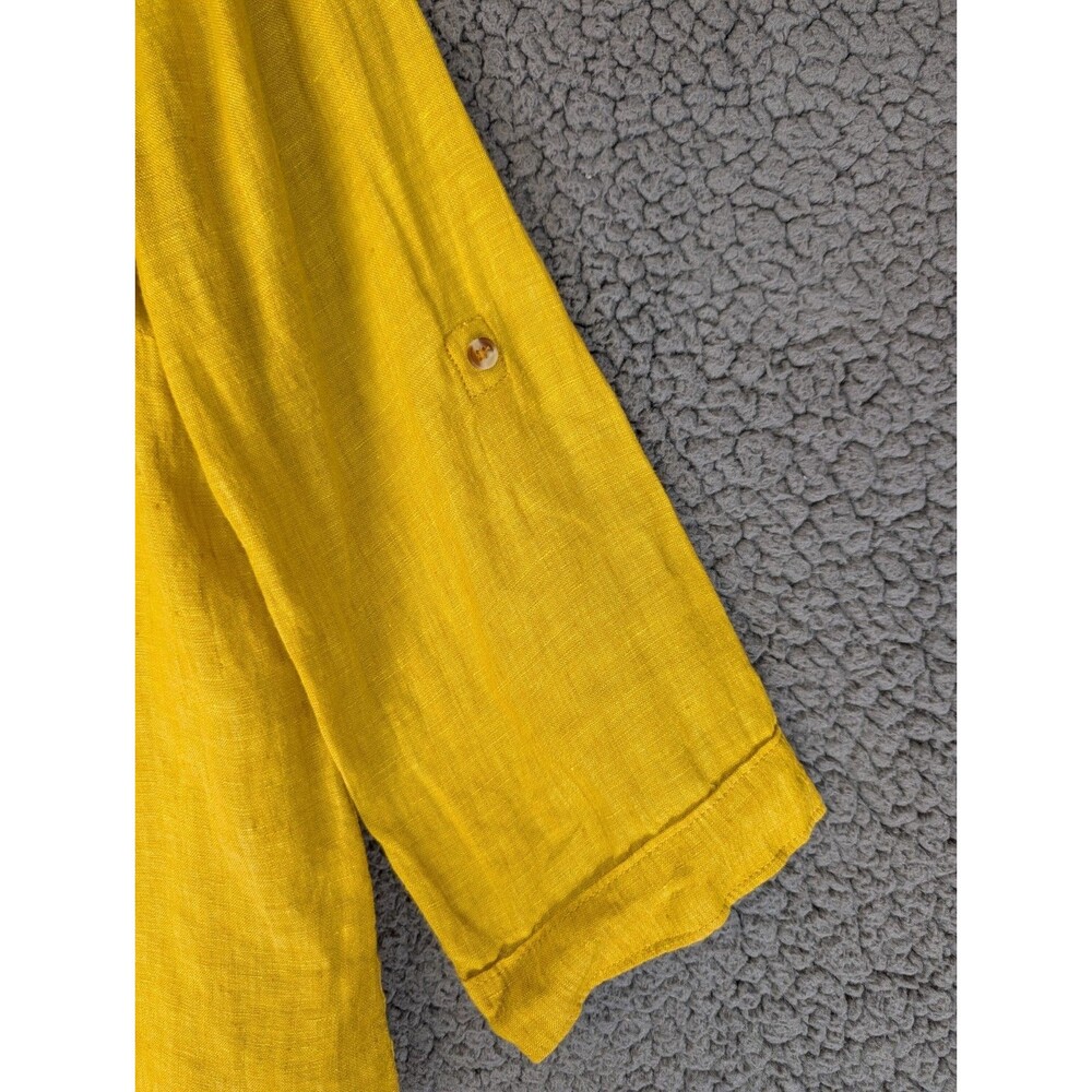 Maeve By Anthropologie Womens Mustard Yellow Marva Lace Up Linen Blouse Size 2 - Picture 2 of 10